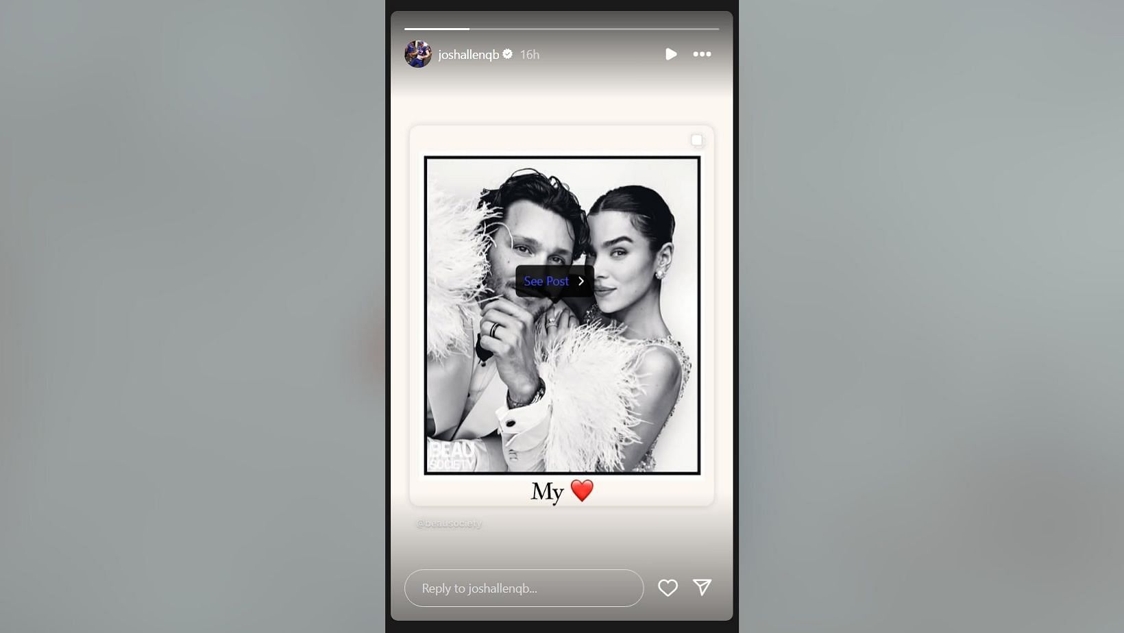Josh Allen sends 2-word message to official wedding photo (Image Credit: Allen/IG)